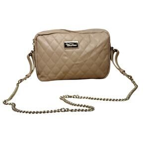 NWOT Bella Russo Elegant Pink Beige Quilted Crossbody Formal Medium Bag Purse